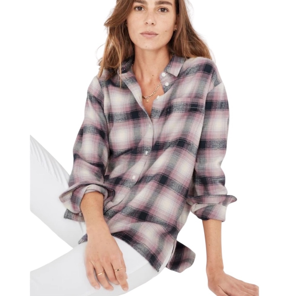 Madewell Lenore Oversized Plaid Flannel Shirt